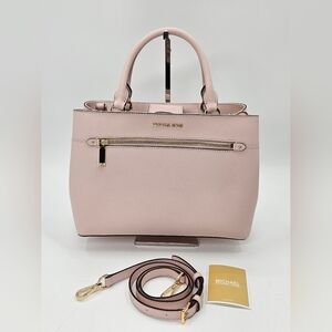 Michael Kors Hailee PINK Leather Satchel  Crossbody Handbag Purse Bag